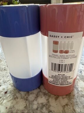 SASSY + CHIC Travel Sized Bottle Set - Blue & Dusty Rose